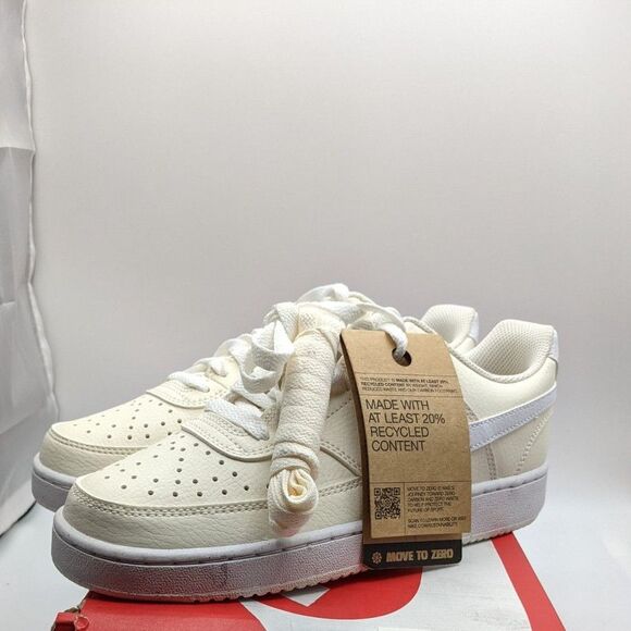 Nike Women's Court Vision Low Next Nature, White Black Pale Ivory, 7.5 Medium US - Picture 6 of 7